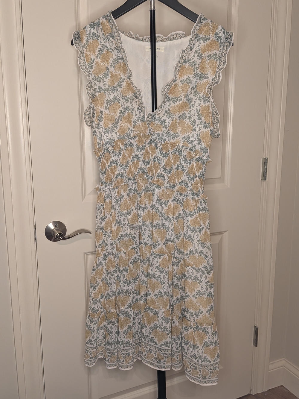 Max Studio Cream and Sage Floral Midi Dress